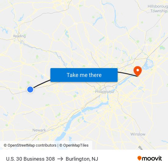 U.S. 30 Business 308 to Burlington, NJ map