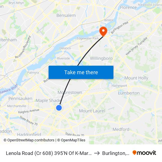 Lenola Road (Cr 608) 395'N Of K-Mart Drive to Burlington, NJ map