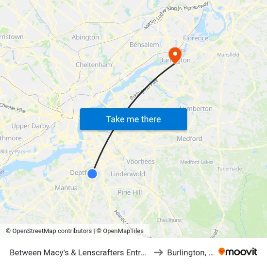 Between Macy's & Lenscrafters Entrances to Burlington, NJ map