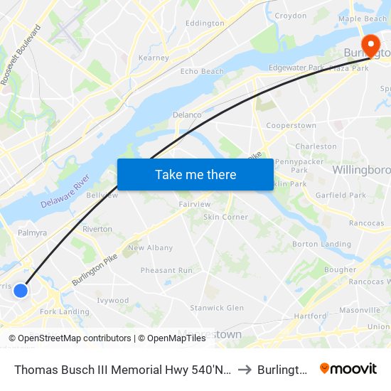 Thomas Busch III Memorial Hwy 540'N Of National H# to Burlington, NJ map