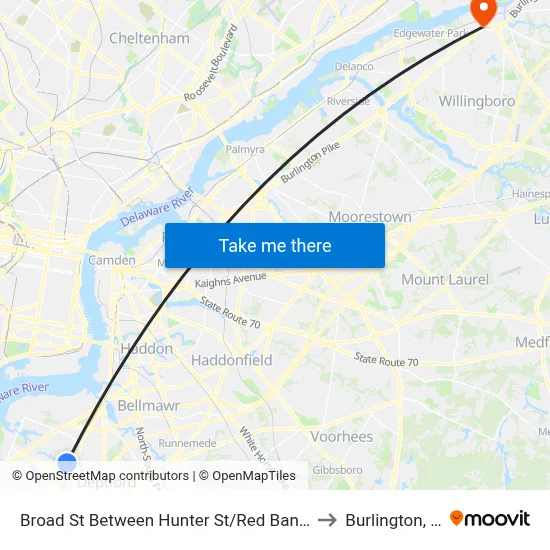 Broad St Between Hunter St/Red Bank Ave to Burlington, NJ map