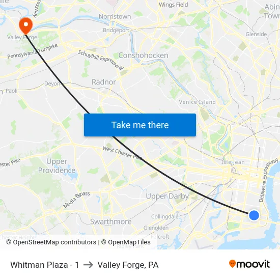 Whitman Plaza - 1 to Valley Forge, PA map