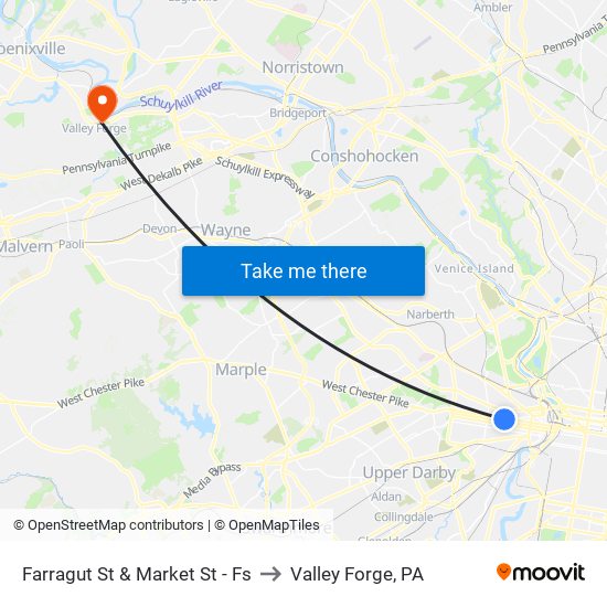 Farragut St & Market St - Fs to Valley Forge, PA map