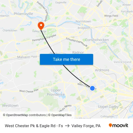 West Chester Pk & Eagle Rd - Fs to Valley Forge, PA map