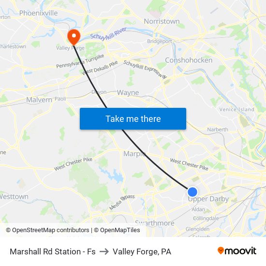 Marshall Rd Station - Fs to Valley Forge, PA map