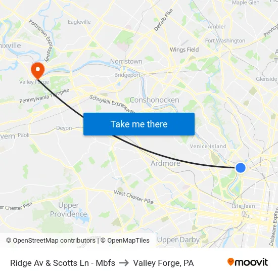 Ridge Av & Scotts Ln - Mbfs to Valley Forge, PA map