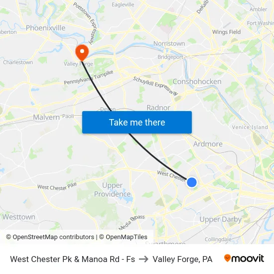 West Chester Pk & Manoa Rd - Fs to Valley Forge, PA map