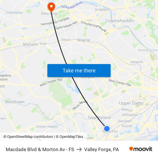Macdade Blvd & Morton Av - FS to Valley Forge, PA map