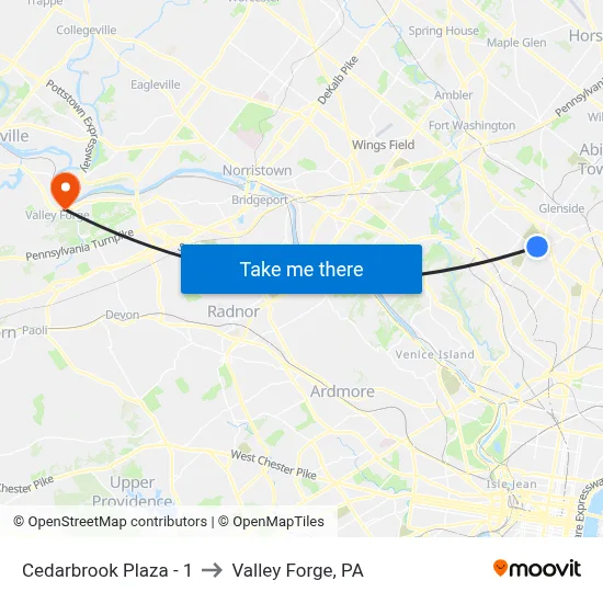 Cedarbrook Plaza - 1 to Valley Forge, PA map
