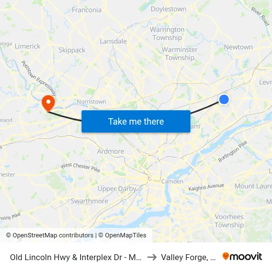 Old Lincoln Hwy & Interplex Dr - Mbfs to Valley Forge, PA map