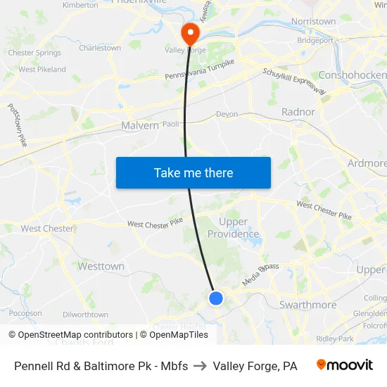 Pennell Rd & Baltimore Pk - Mbfs to Valley Forge, PA map
