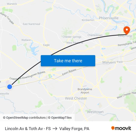 Lincoln Av & Toth Av - FS to Valley Forge, PA map