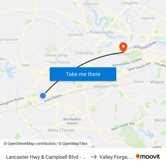 Lancaster Hwy & Campbell Blvd - Mbfs to Valley Forge, PA map
