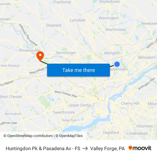 Huntingdon Pk & Pasadena Av - FS to Valley Forge, PA map