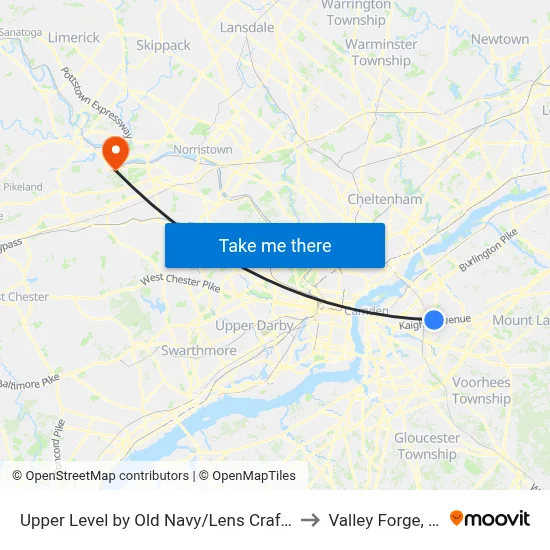 Upper Level by Old Navy/Lens Crafters to Valley Forge, PA map
