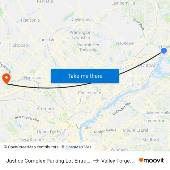 Justice Complex Parking Lot Entrance to Valley Forge, PA map