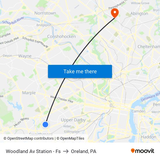 Woodland Av Station - Fs to Oreland, PA map