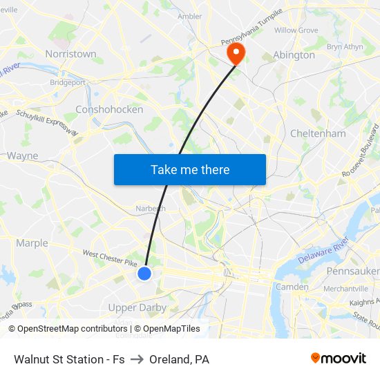 Walnut St Station - Fs to Oreland, PA map