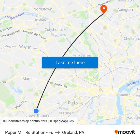 Paper Mill Rd Station - Fs to Oreland, PA map