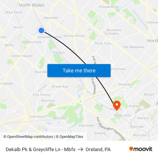 Dekalb Pk & Greycliffe Ln - Mbfs to Oreland, PA map