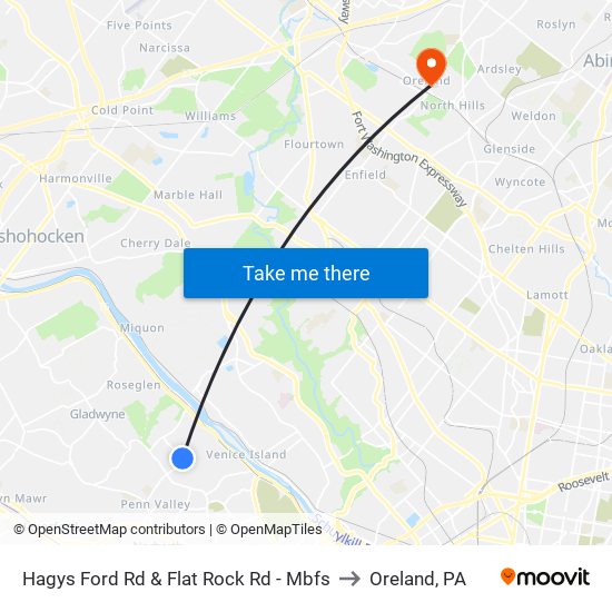 Hagys Ford Rd & Flat Rock Rd - Mbfs to Oreland, PA map