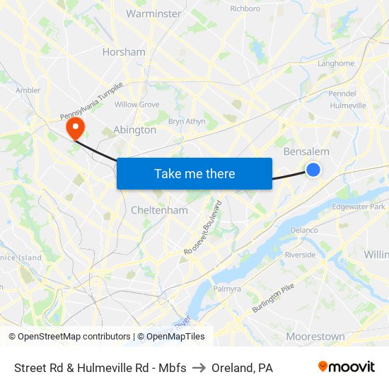 Street Rd & Hulmeville Rd - Mbfs to Oreland, PA map