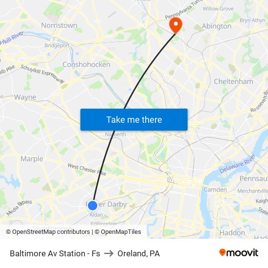 Baltimore Av Station - Fs to Oreland, PA map