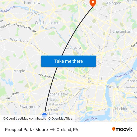 Prospect Park - Moore to Oreland, PA map