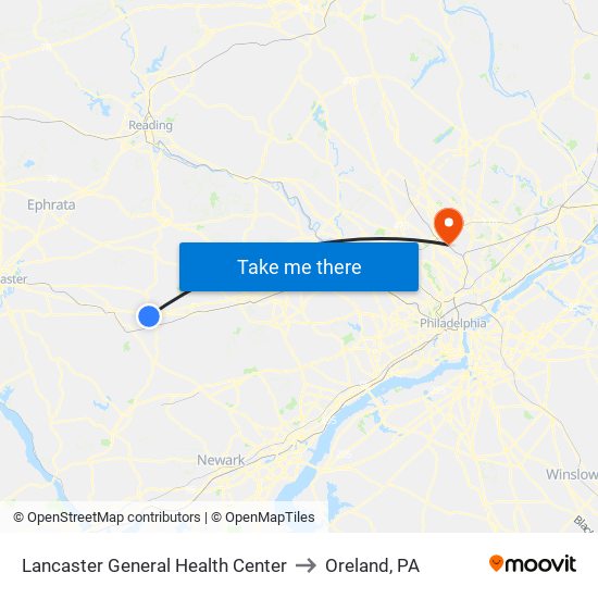 Lancaster General Health Center to Oreland, PA map