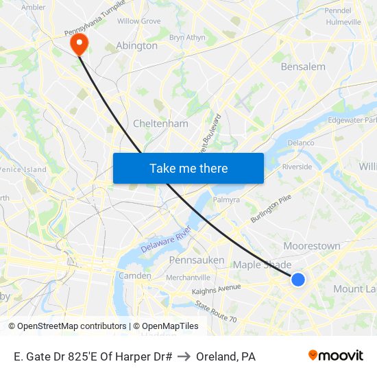 E. Gate Dr 825'E Of Harper Dr# to Oreland, PA map