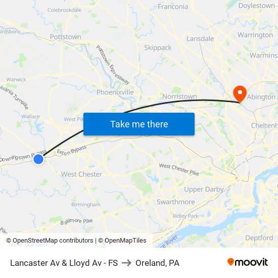 Lancaster Av & Lloyd Av - FS to Oreland, PA map