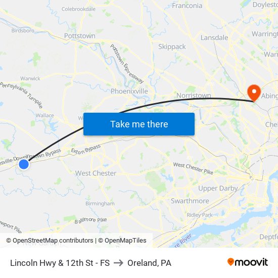 Lincoln Hwy & 12th St - FS to Oreland, PA map