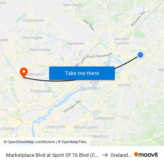 Marketplace Blvd at Spirit Of 76 Blvd (Chase Bank) to Oreland, PA map