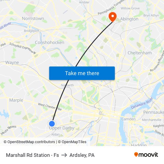 Marshall Rd Station - Fs to Ardsley, PA map