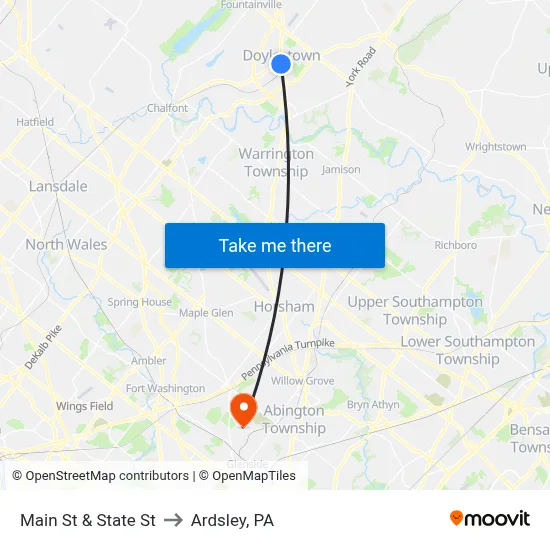 Main St & State St to Ardsley, PA map