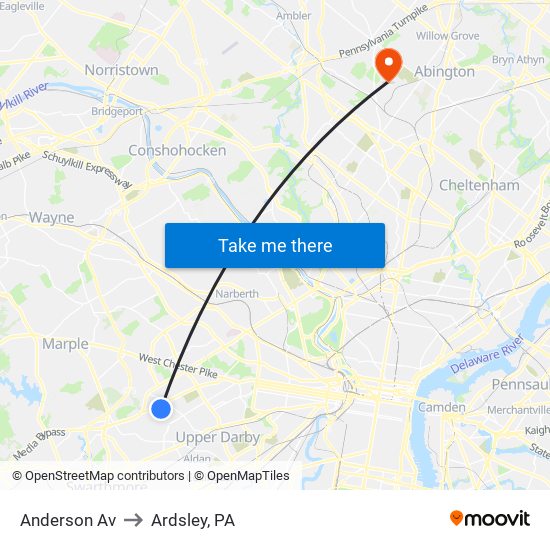 Anderson Av to Ardsley, PA map