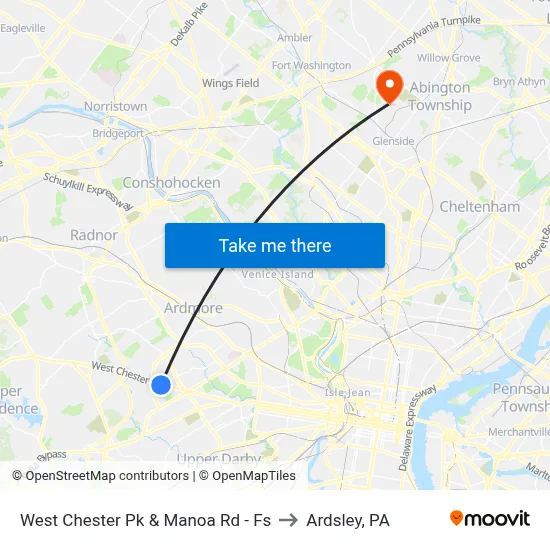 West Chester Pk & Manoa Rd - Fs to Ardsley, PA map