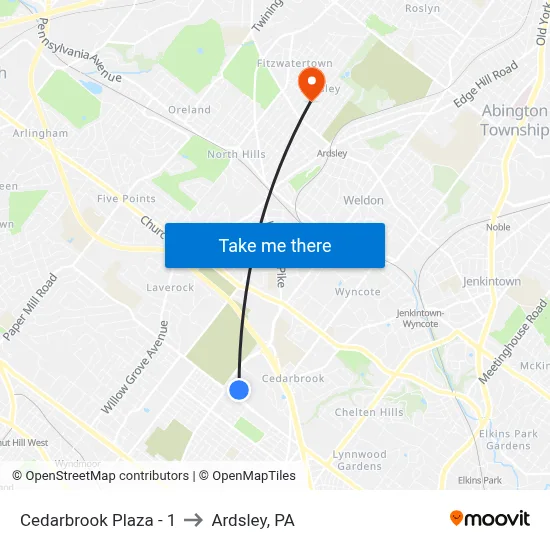 Cedarbrook Plaza - 1 to Ardsley, PA map