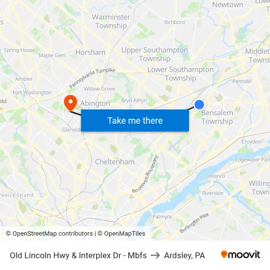 Old Lincoln Hwy & Interplex Dr - Mbfs to Ardsley, PA map