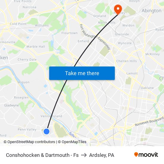 Conshohocken & Dartmouth - Fs to Ardsley, PA map