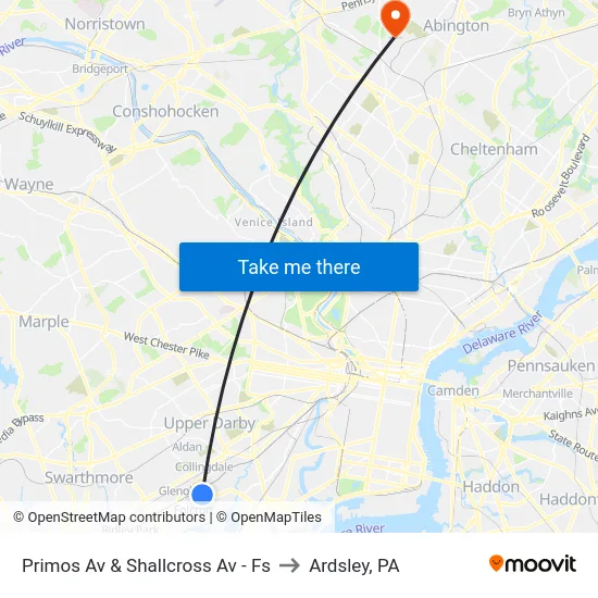 Primos Av & Shallcross Av - Fs to Ardsley, PA map