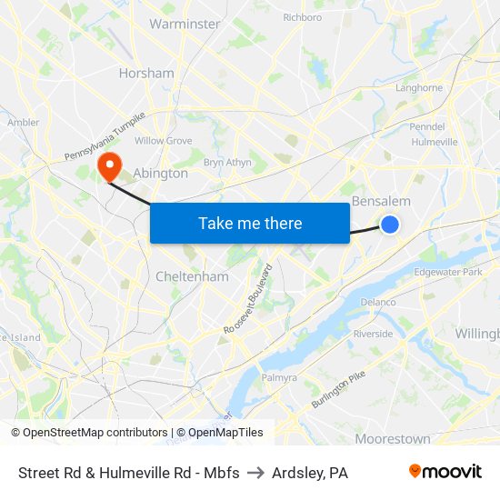 Street Rd & Hulmeville Rd - Mbfs to Ardsley, PA map