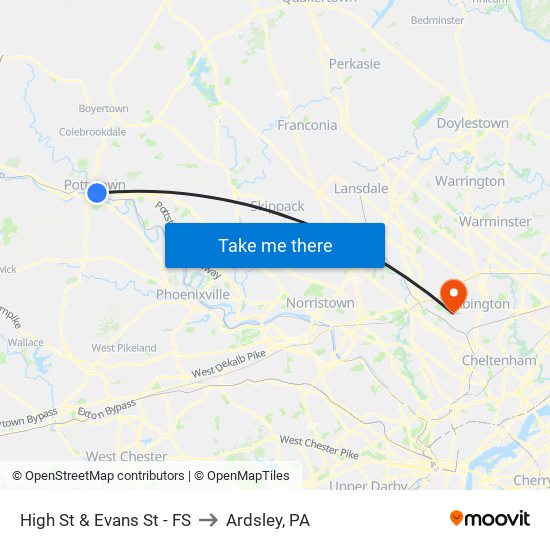 High St & Evans St - FS to Ardsley, PA map