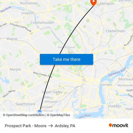 Prospect Park - Moore to Ardsley, PA map