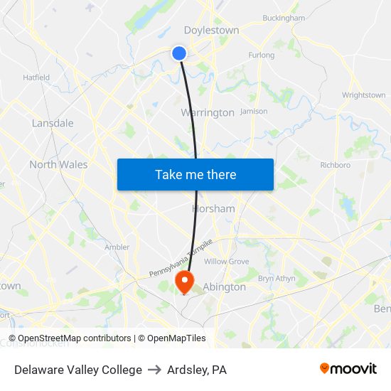 Delaware Valley College to Ardsley, PA map