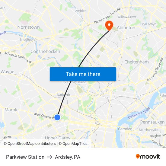 Parkview Station to Ardsley, PA map
