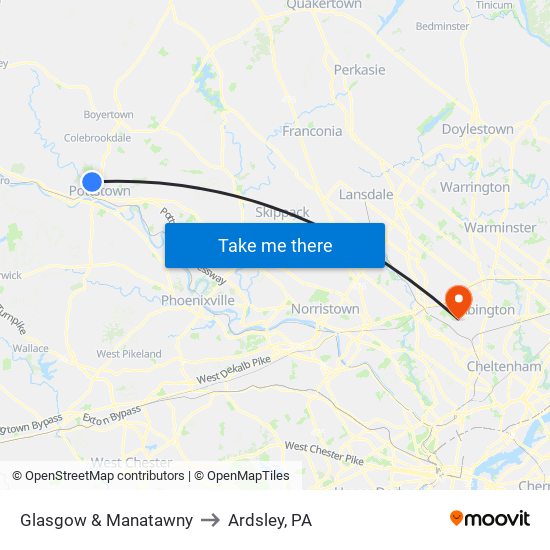 Glasgow & Manatawny to Ardsley, PA map