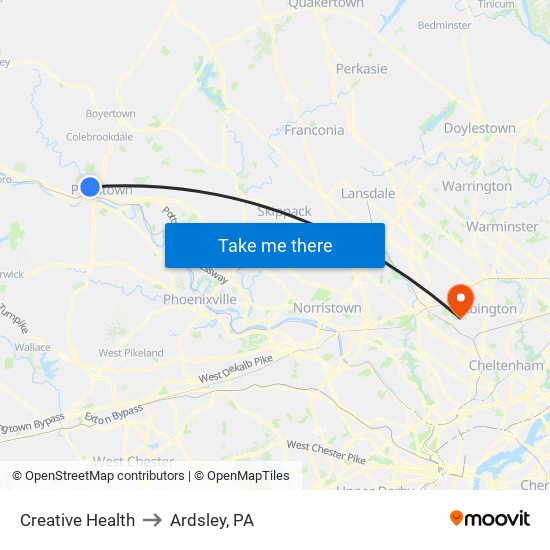 Creative Health to Ardsley, PA map