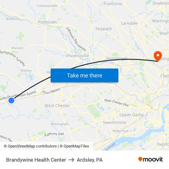 Brandywine Health Center to Ardsley, PA map