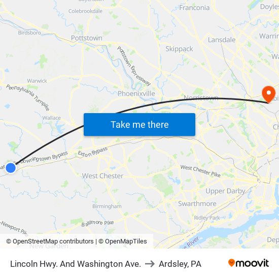 Lincoln Hwy. And Washington Ave. to Ardsley, PA map